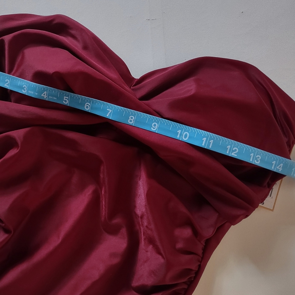 Kona Sol Maroon One Piece Rouched Swim Suit Large - Picture 10 of 13